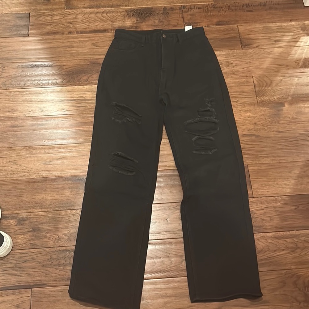 Never worn: SHEIN High Waist Ripped Wide Leg Jeans.